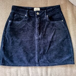 Cotton On Woven Havana Cord Navy Blue Skirt Size 6